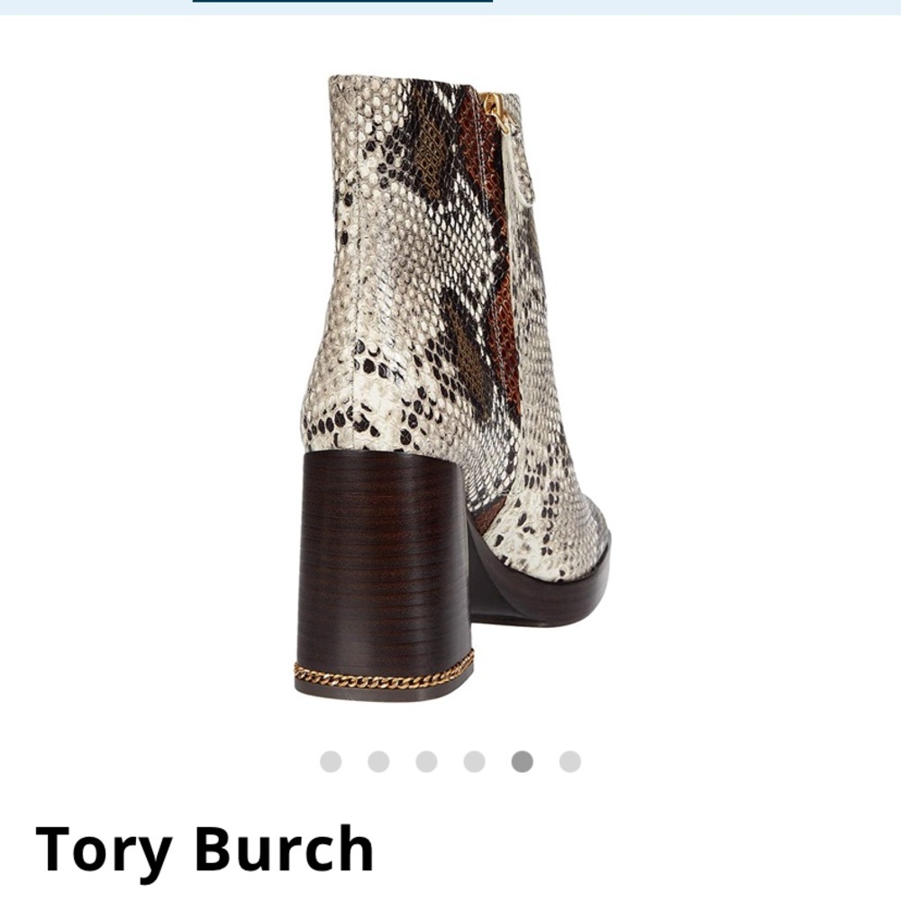 TORY BURCH RUBY PLATFORM CHAIN INLAY HEEL BOOTS PYTHON EMBOSSED LEATHER
8, 8.5,9 - Picture 8 of 9